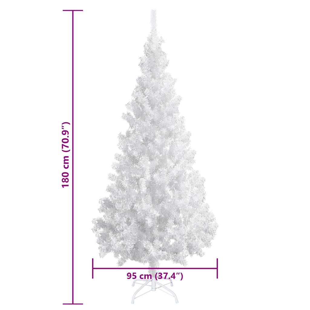 vidaXL Artificial Pre-lit Christmas Tree with Ball Set White 180 cm PVC - 180 x 95 cm