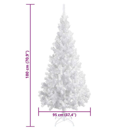 vidaXL Artificial Pre-lit Christmas Tree with Ball Set White 180 cm PVC - 180 x 95 cm