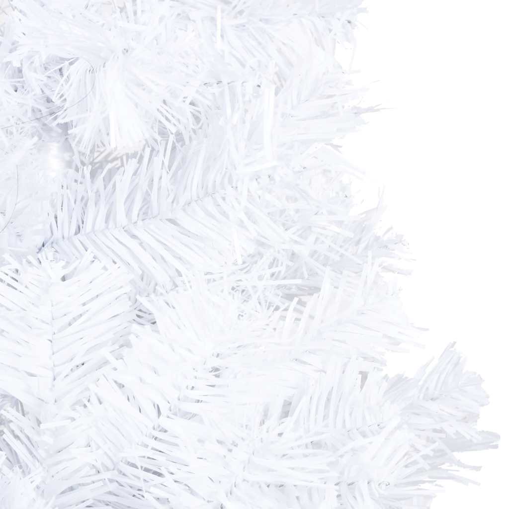 vidaXL Artificial Pre-lit Christmas Tree with Ball Set White 210 cm PVC - 210 x 110 cm - 35200