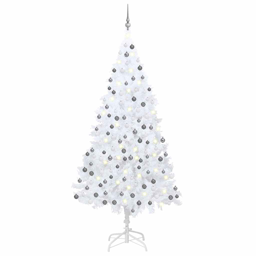 vidaXL Artificial Pre-lit Christmas Tree with Ball Set White 240 cm