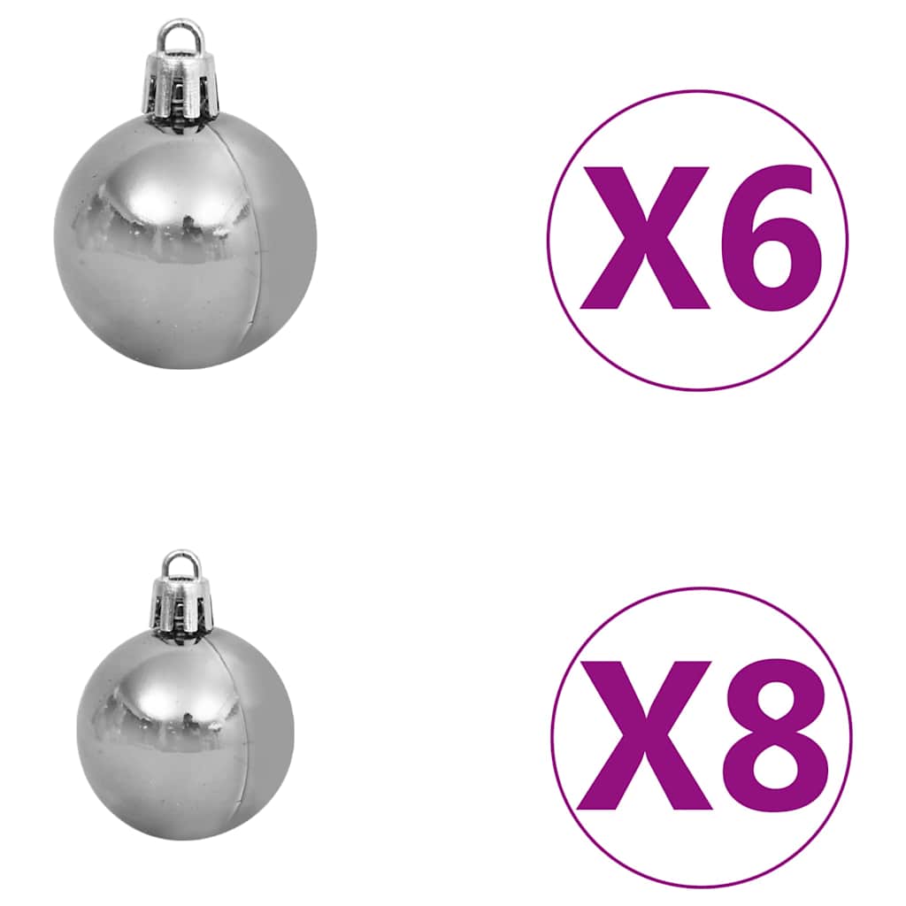 vidaXL Artificial Pre-lit Christmas Tree with Ball Set White 150 cm - 75 x 75 x 150 cm - 135085