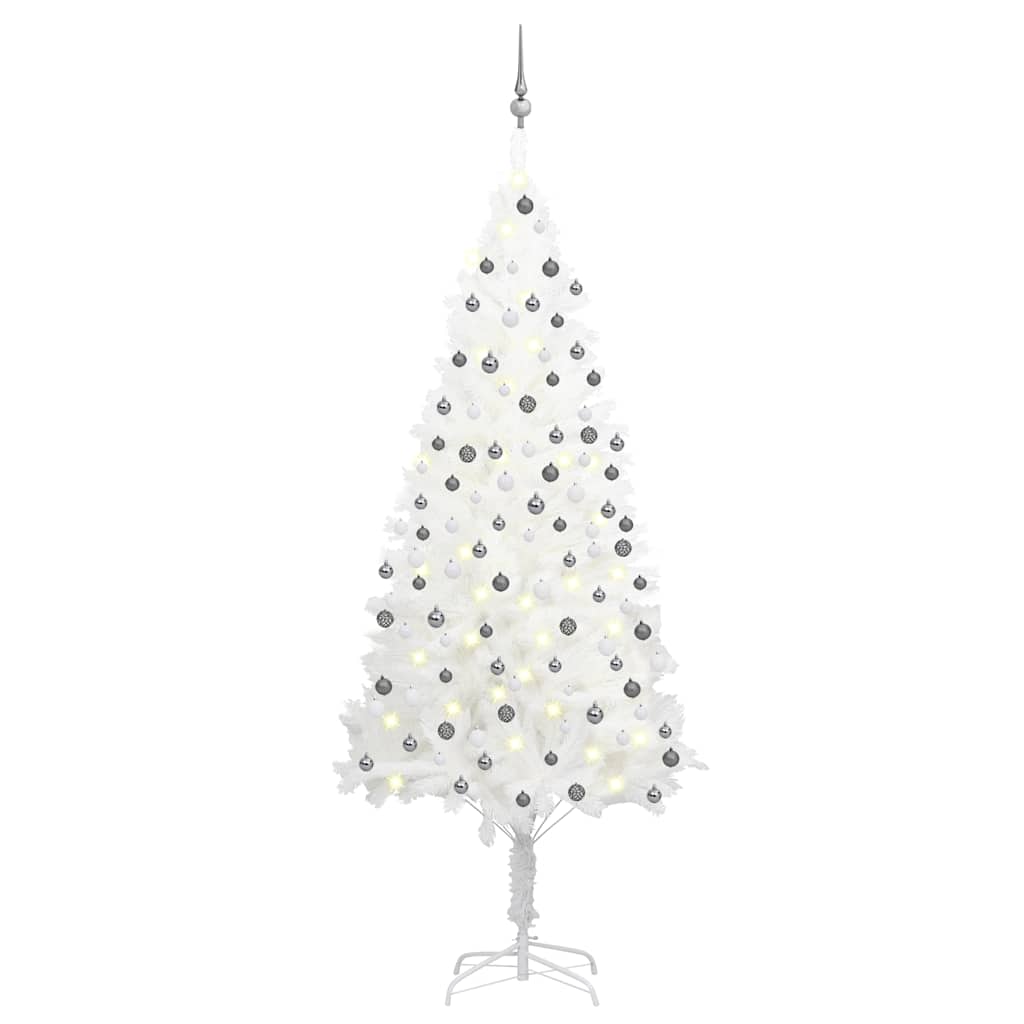 vidaXL Artificial Pre-lit Christmas Tree with Ball Set White 210 cm - 210 x 105 cm - 35212