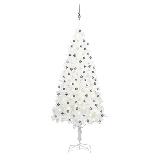 vidaXL Artificial Pre-lit Christmas Tree with Ball Set White 210 cm - 210 x 105 cm - 35212
