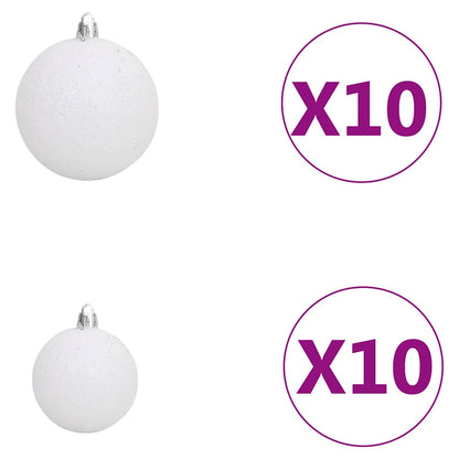vidaXL Artificial Pre-lit Christmas Tree with Ball Set White 210 cm - 210 x 105 cm - 35212