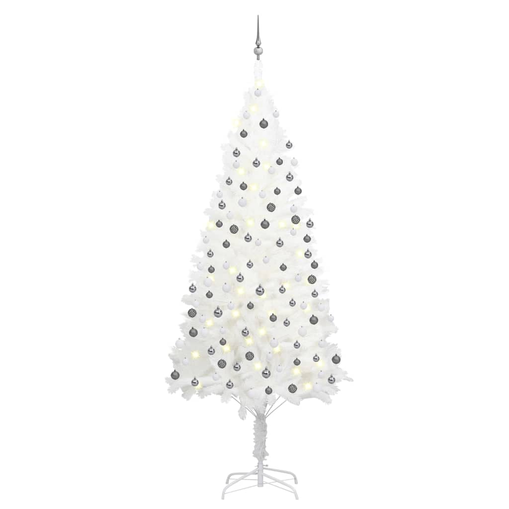 vidaXL Artificial Pre-lit Christmas Tree with Ball Set White 240 cm - 240 x 100 cm - 35225