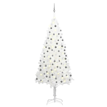 vidaXL Artificial Pre-lit Christmas Tree with Ball Set White 240 cm - 240 x 100 cm - 35225