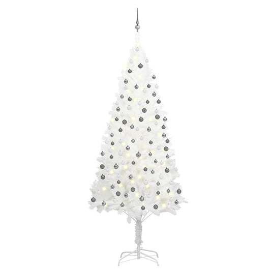 vidaXL Artificial Pre-lit Christmas Tree with Ball Set White 240 cm - 240 x 100 cm - 35225