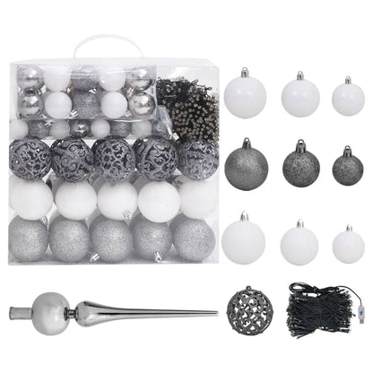 vidaXL Artificial Pre-lit Christmas Tree with Ball Set White 240 cm - 240 x 100 cm - 35225