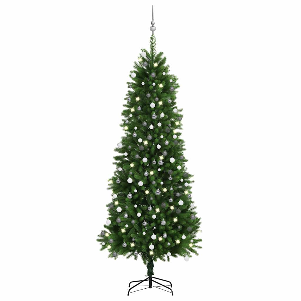 vidaXL Artificial Pre-lit Christmas Tree with Ball Set 240 cm Green - 240 x 100 cm - 35226