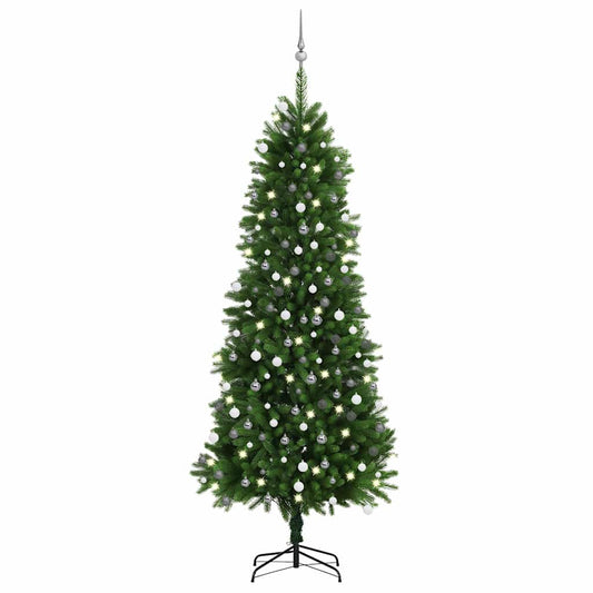 vidaXL Artificial Pre-lit Christmas Tree with Ball Set 240 cm Green - 240 x 100 cm - 35226