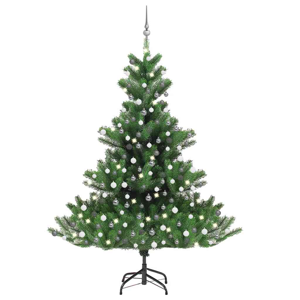 vidaXL Nordmann Fir Artificial Christmas Tree LED&Ball Set Green 210cm - 210 x 150 cm - 35239