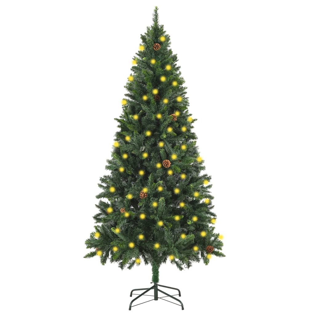vidaXL Artificial Pre-lit Christmas Tree with Pine Cones Green 180 cm - 180 x 104 cm