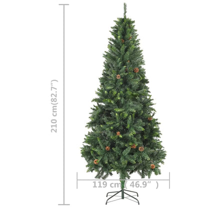 vidaXL Artificial Pre-lit Christmas Tree with Pine Cones Green 210 cm - 210 x 119 cm