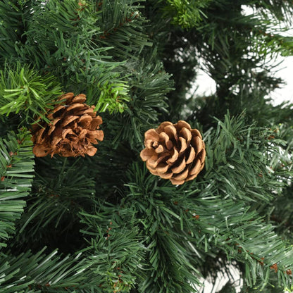 vidaXL Artificial Pre-lit Christmas Tree with Pine Cones Green 210 cm - 210 x 119 cm