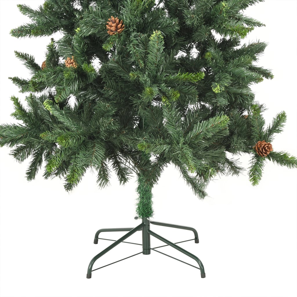 vidaXL Artificial Pre-lit Christmas Tree with Pine Cones Green 210 cm - 210 x 119 cm