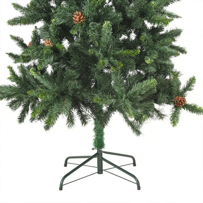 vidaXL Artificial Pre-lit Christmas Tree with Pine Cones Green 210 cm - 210 x 119 cm