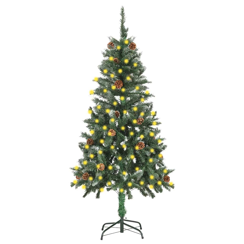 vidaXL Artificial Pre-lit Christmas Tree with Pine Cones 150 cm - Gre - 89 x 40 x 150 cm