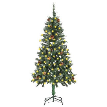 vidaXL Artificial Pre-lit Christmas Tree with Pine Cones 150 cm - Gre - 89 x 40 x 150 cm