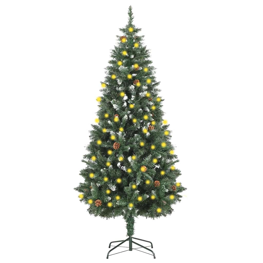 vidaXL Artificial Pre-lit Christmas Tree with Pine Cones 180 cm - Gre - 45 x 45 x 180 cm
