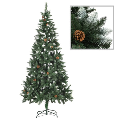 vidaXL Artificial Pre-lit Christmas Tree with Pine Cones 210 cm - Green - 210 x 119 cm