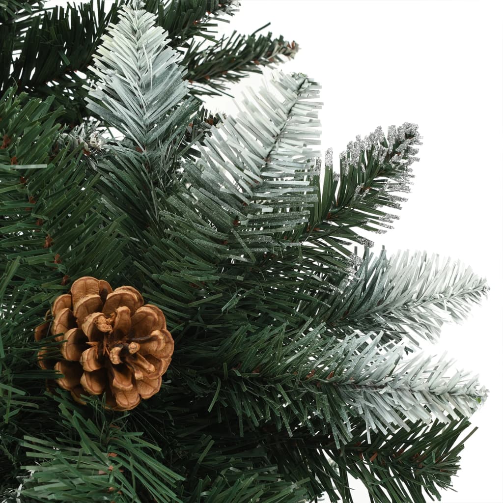 vidaXL Artificial Pre-lit Christmas Tree with Pine Cones 210 cm - Green - 210 x 119 cm
