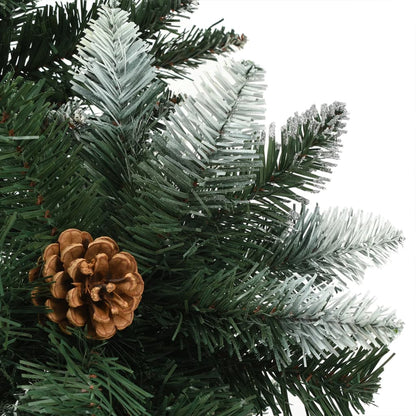 vidaXL Artificial Pre-lit Christmas Tree with Pine Cones 210 cm - Green - 210 x 119 cm