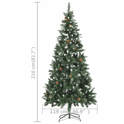 vidaXL Artificial Pre-lit Christmas Tree with Pine Cones 210 cm - Green - 210 x 119 cm