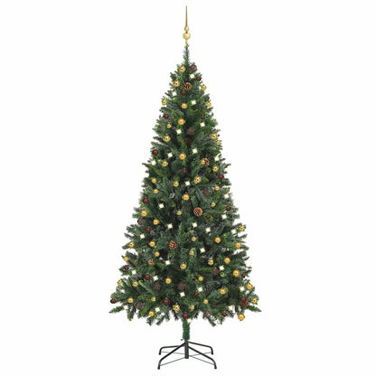 vidaXL Artificial Pre-lit Christmas Tree with Ball Set Green 210 cm - 210 x 119 cm