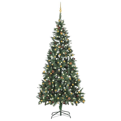 vidaXL Artificial Pre-lit Christmas Tree with Ball Set 210 cm - Green - 210 x 119 cm