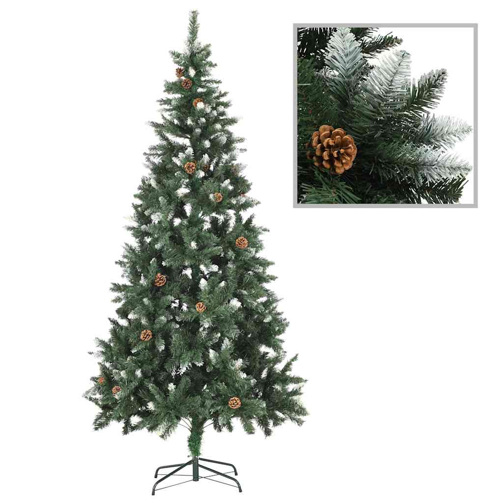 vidaXL Artificial Pre-lit Christmas Tree with Ball Set 210 cm - Green - 210 x 119 cm