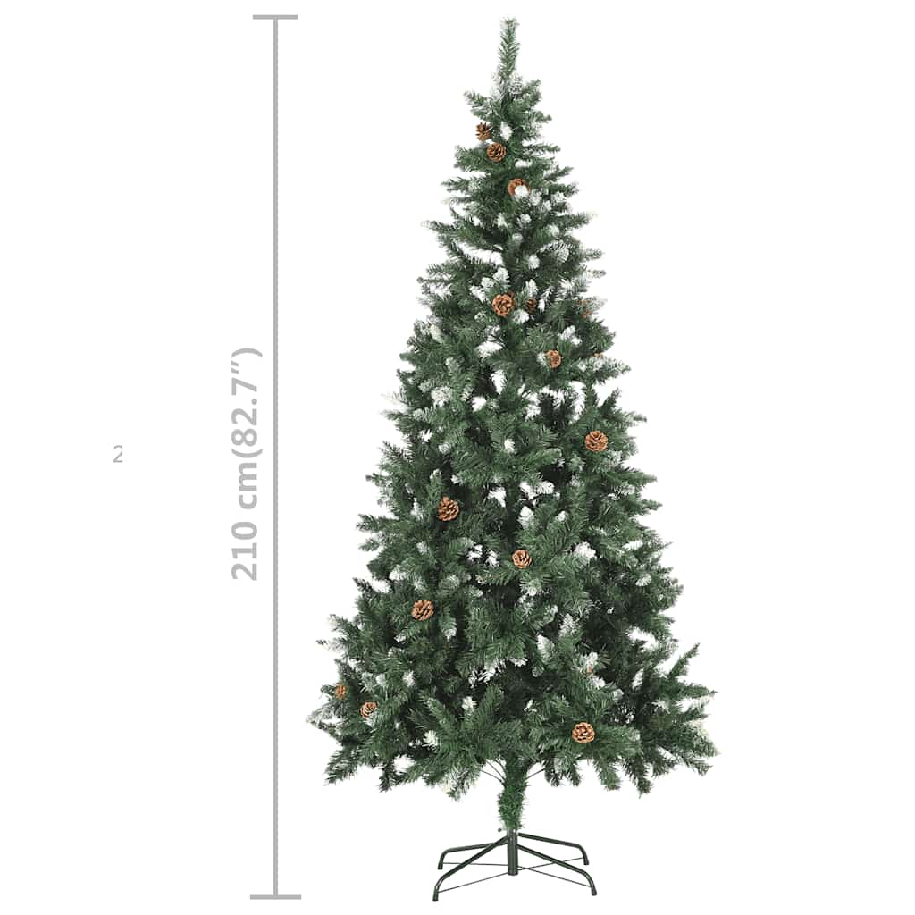 vidaXL Artificial Pre-lit Christmas Tree with Ball Set 210 cm - Green - 210 x 119 cm