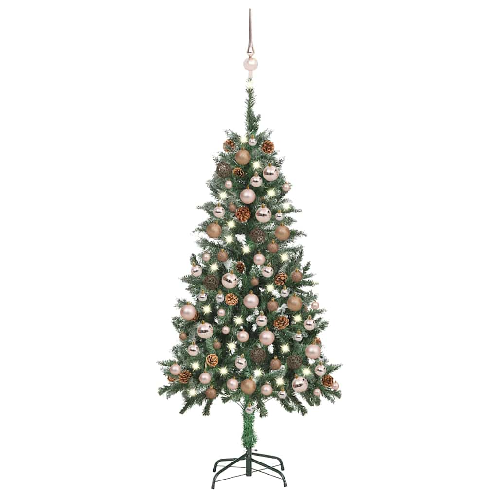 vidaXL Artificial Pre-lit Christmas Tree with Ball Set&Pine Cones 150 cm - Gre - 89 x 89 x 150 cm