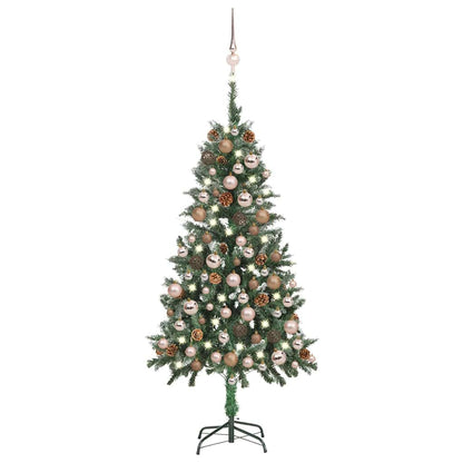 vidaXL Artificial Pre-lit Christmas Tree with Ball Set&Pine Cones 150 cm - Gre - 89 x 89 x 150 cm