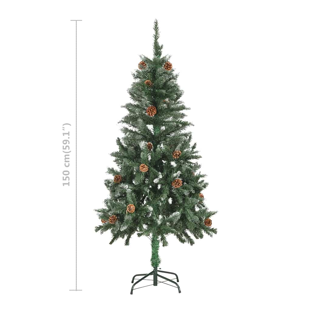 vidaXL Artificial Pre-lit Christmas Tree with Ball Set&Pine Cones 150 cm - Gre - 89 x 89 x 150 cm