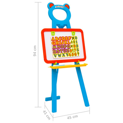 vidaXL 2-1 Children Easel with Chalkboard and Whiteboard - Multicolour