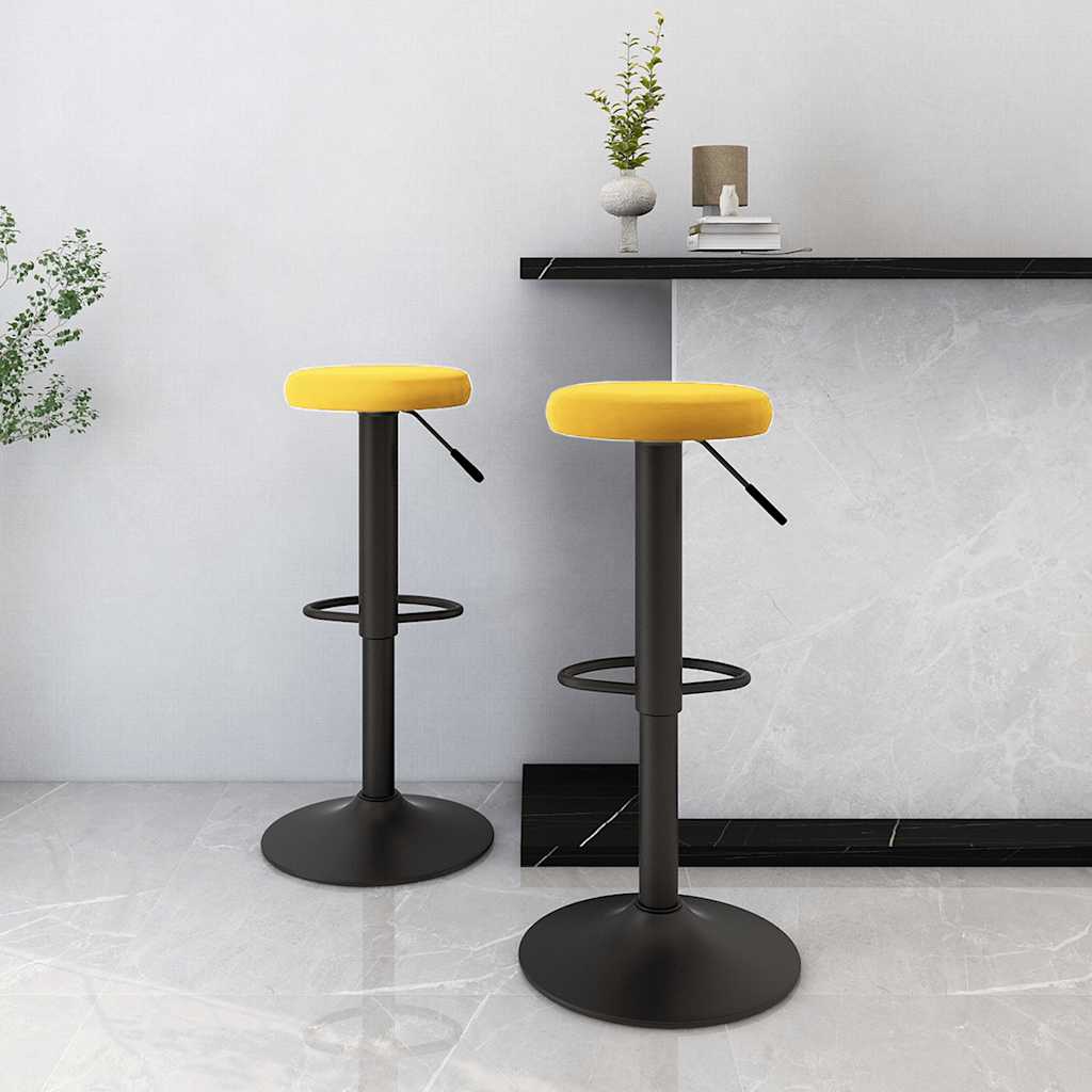 vidaXL Bar Stools 2 pcs Mustard Yellow Velvet - 78 cm
