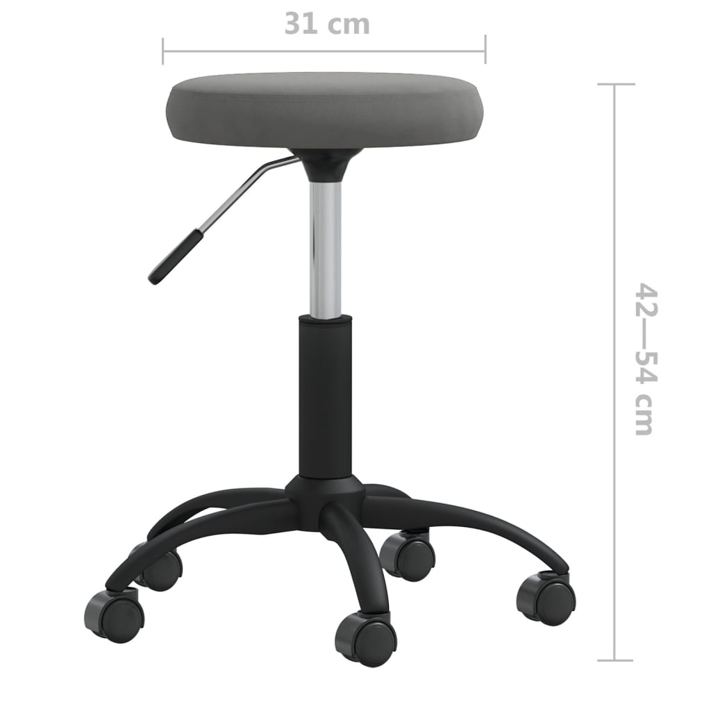 vidaXL Office Swivel Chair Dark Grey Velvet - 54 cm