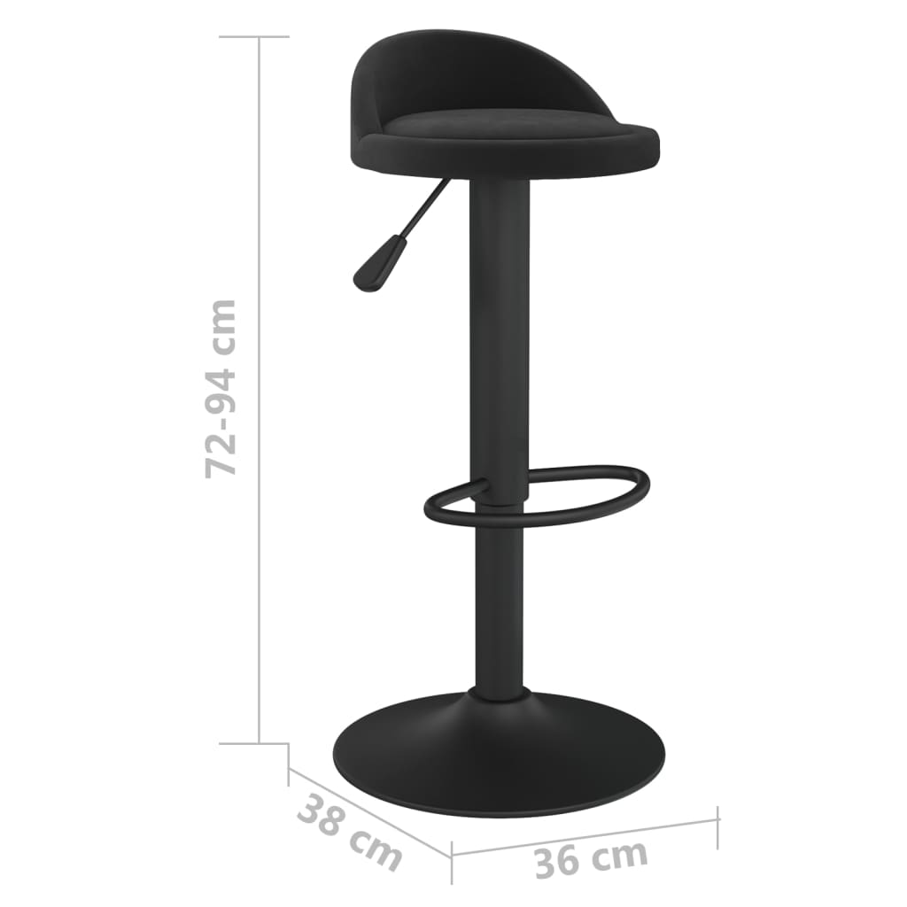 vidaXL Bar Stools 2 pcs Black Velvet - 36 x 38 x 94 cm