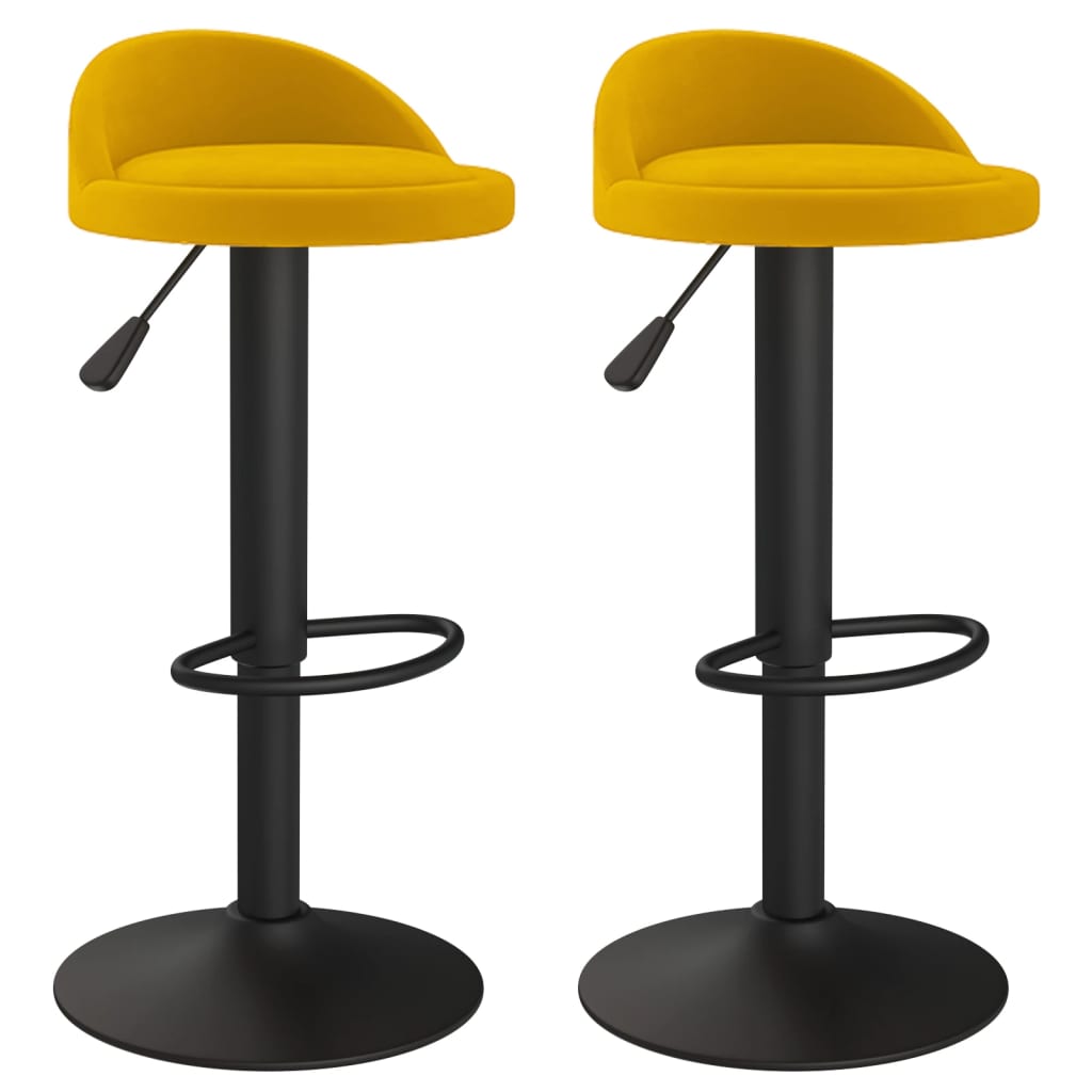 vidaXL Bar Stools 2 pcs Yellow Velvet - 36 x 38 x 94 cm