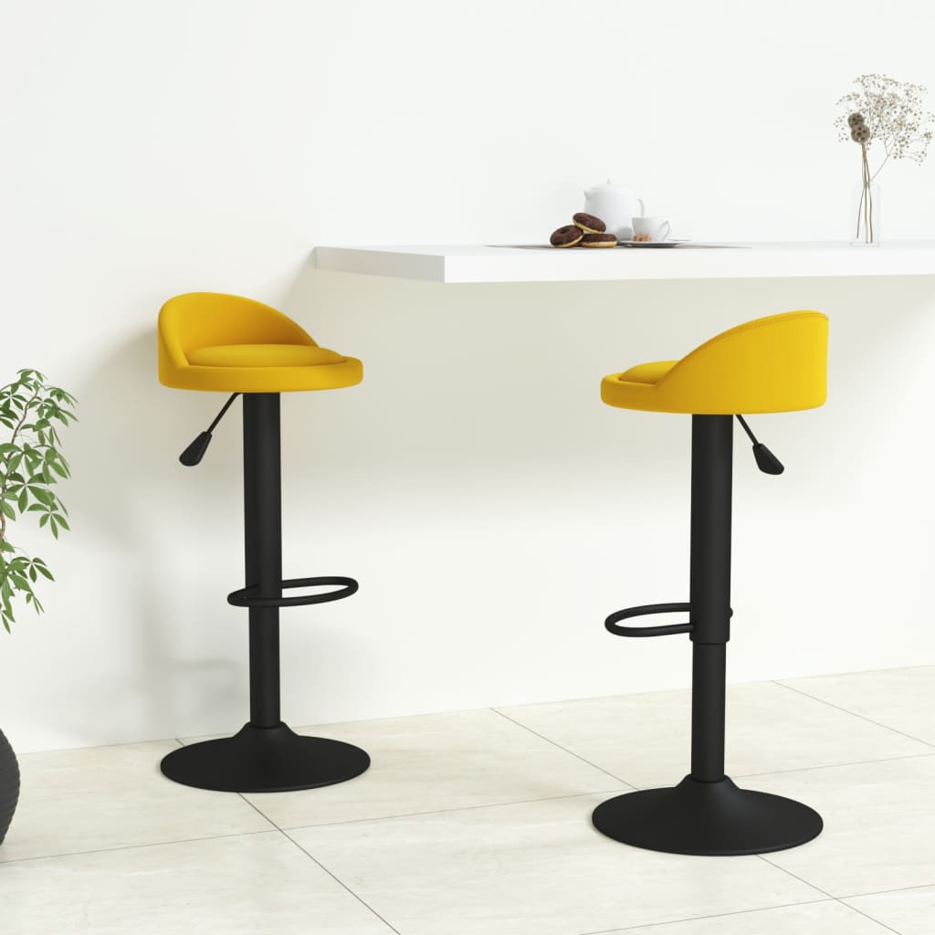 vidaXL Bar Stools 2 pcs Yellow Velvet - 36 x 38 x 94 cm