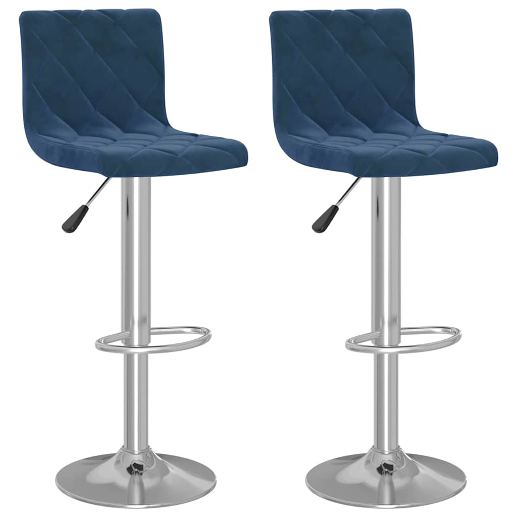 vidaXL Bar Stools 2 pcs Blue Velvet - 40 x 43 x 111 cm