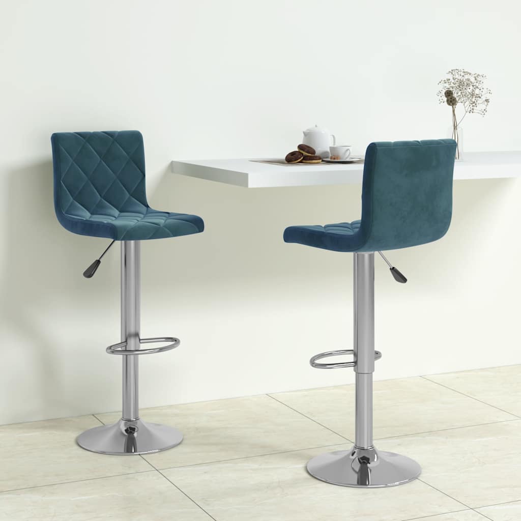 vidaXL Bar Stools 2 pcs Blue Velvet - 40 x 43 x 111 cm