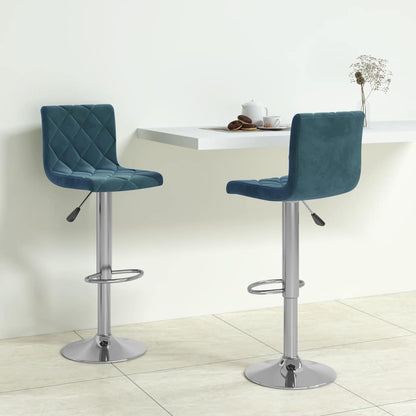 vidaXL Bar Stools 2 pcs Blue Velvet - 40 x 43 x 111 cm