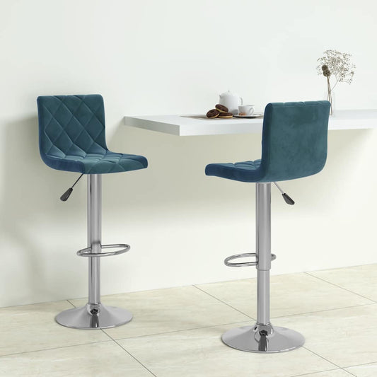 vidaXL Bar Stools 2 pcs Blue Velvet - 40 x 43 x 111 cm