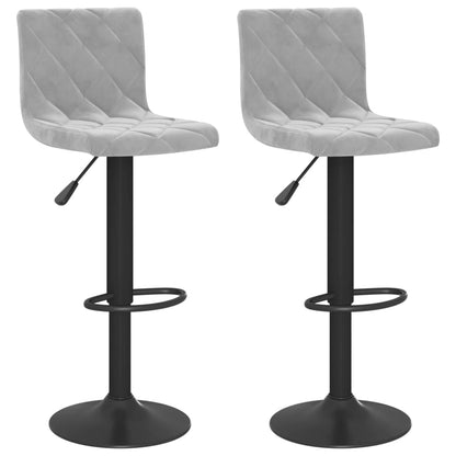vidaXL Bar Stools 2 pcs Light Grey Velvet - 40 x 43 x 111 cm
