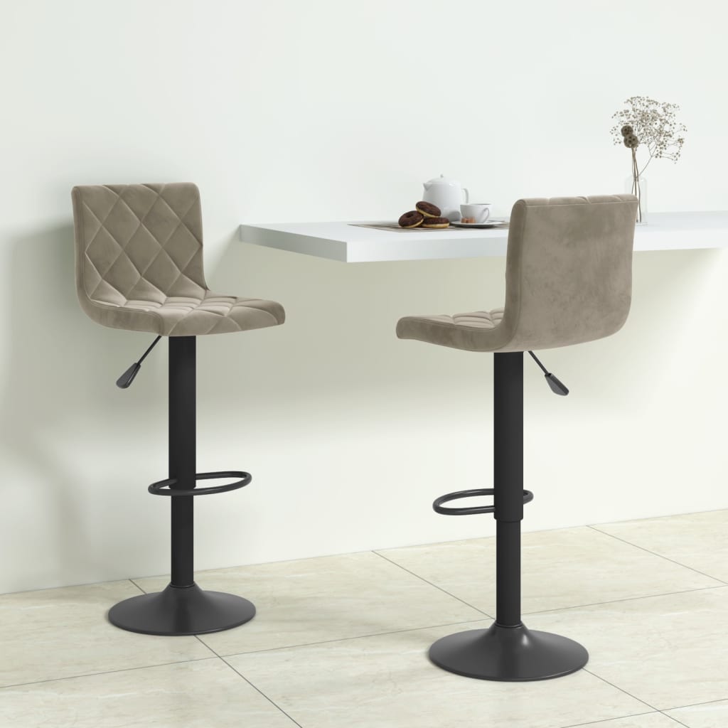 vidaXL Bar Stools 2 pcs Light Grey Velvet - 40 x 43 x 111 cm