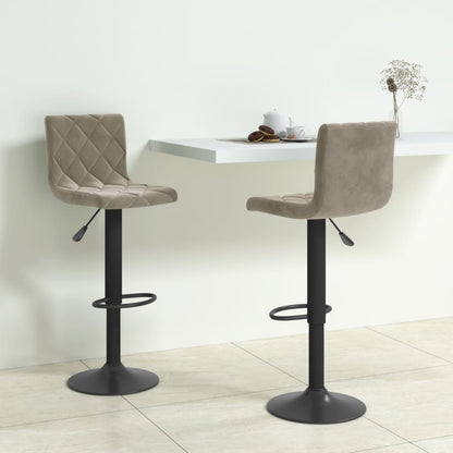 vidaXL Bar Stools 2 pcs Light Grey Velvet - 40 x 43 x 111 cm