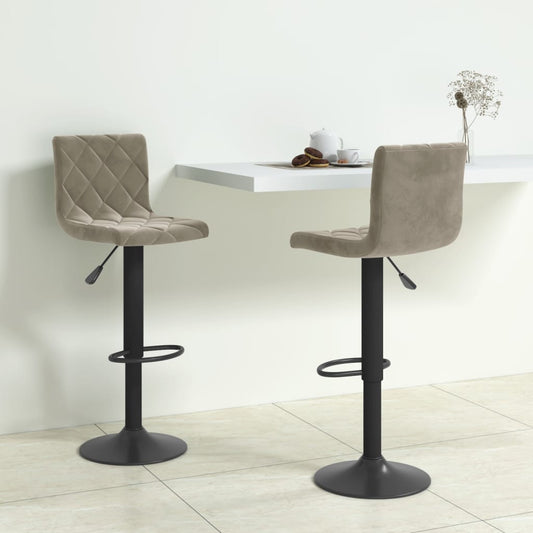 vidaXL Bar Stools 2 pcs Light Grey Velvet - 40 x 43 x 111 cm