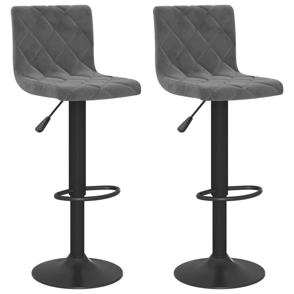 vidaXL Bar Stools 2 pcs Dark Grey Velvet - 40 x 43 x 111 cm