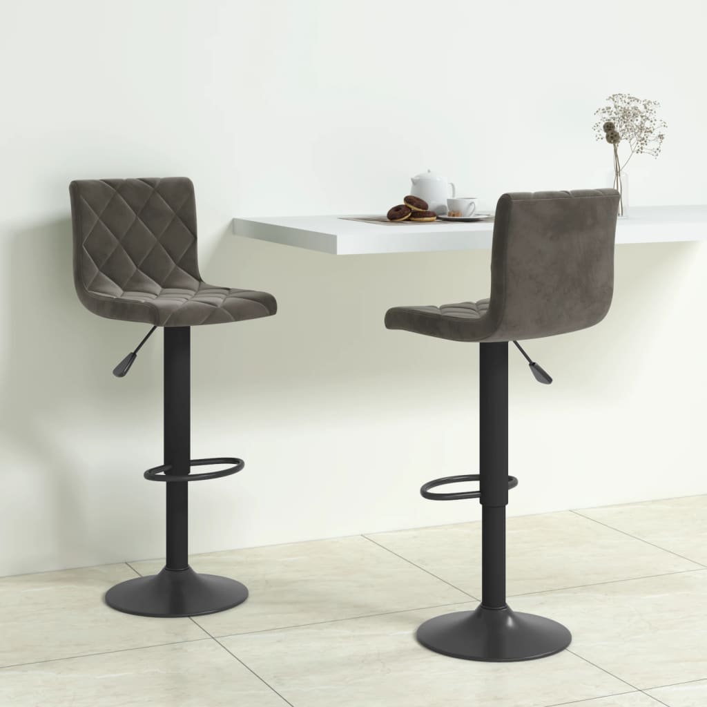 vidaXL Bar Stools 2 pcs Dark Grey Velvet - 40 x 43 x 111 cm